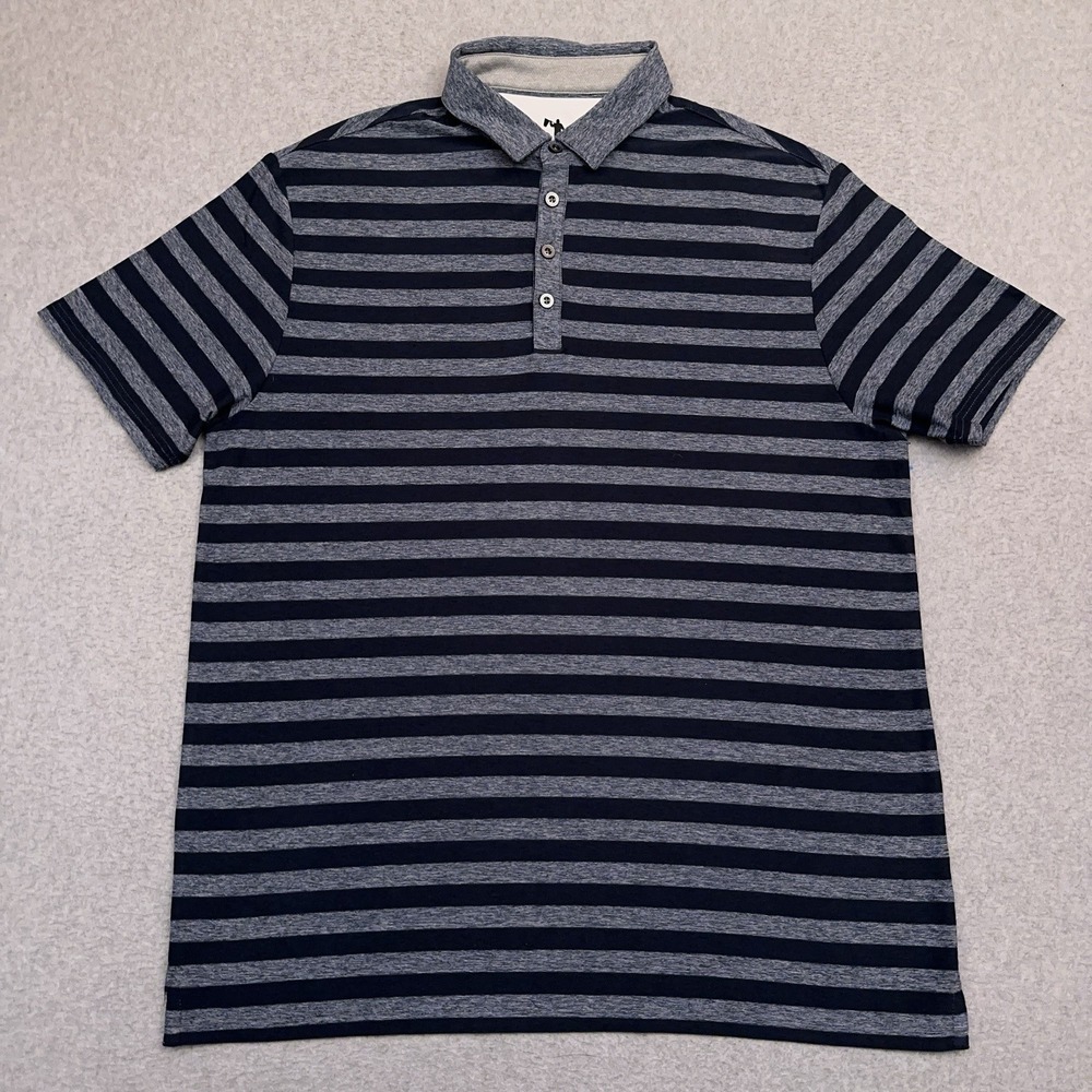 Anderson Ord Performance Polo Shirt Mens XL‎ Blue Gray Striped Short Sleeve Golf